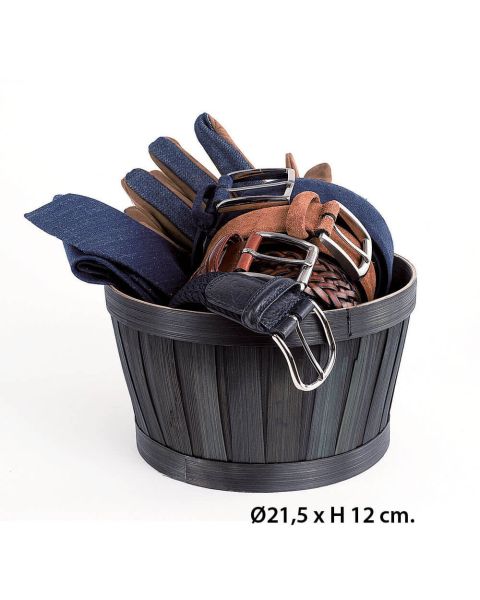 Gavekurv, rund, bambus, sort, Ø21,5 cm, H12 cm