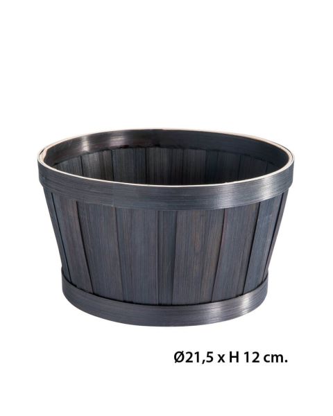Gavekurv, rund, bambus, sort, Ø21,5 cm, H12 cm