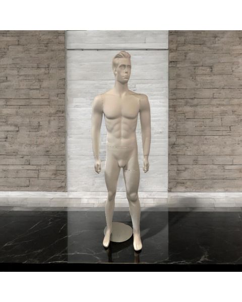 Standard, herremannequin, inkl. krom fodplade, hvid, B95 x T76 x H190 cm