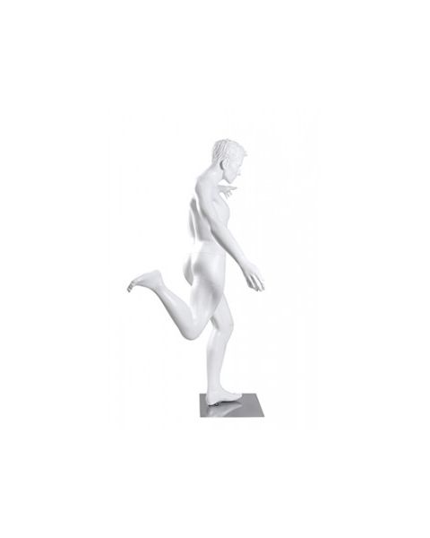 Sport herremannequin, fodboldspiller - hvid. Sparker til bold