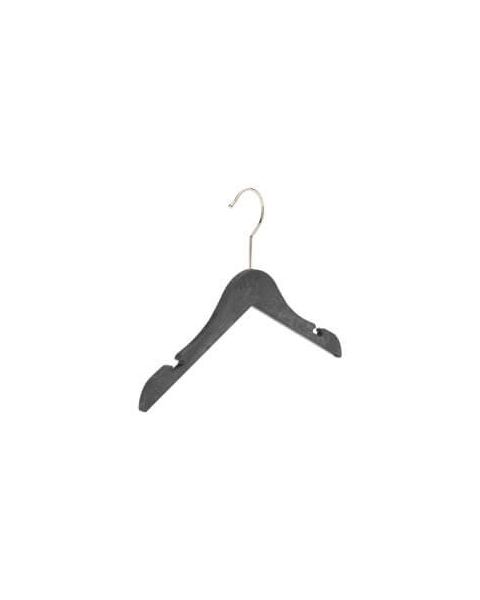 Konfektionsbøjle, junior, sort, m/hak, wood-effekt, plastik, 30 cm