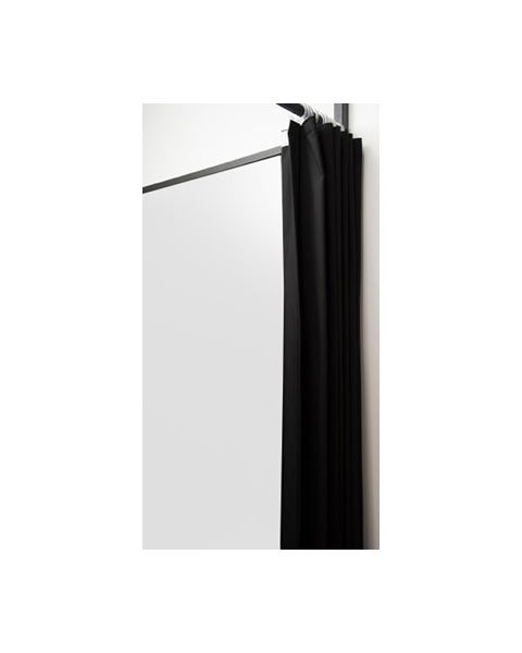 1-sidet prøverum. Sæt med sort stel og forhæng. ( B 100 x D 100 x H 210 cm.) - Vælg farve på forhæng og vægplade