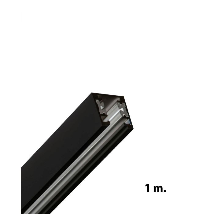 Strømskinne, 1F, 230V, sort,1 m, inkl endestykker