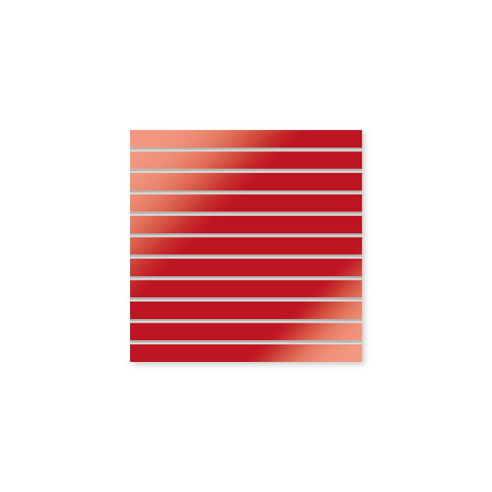 Rillepanel (120 x 120 cm.) u/lister - Rød højglans. 15 cm - 7 spor