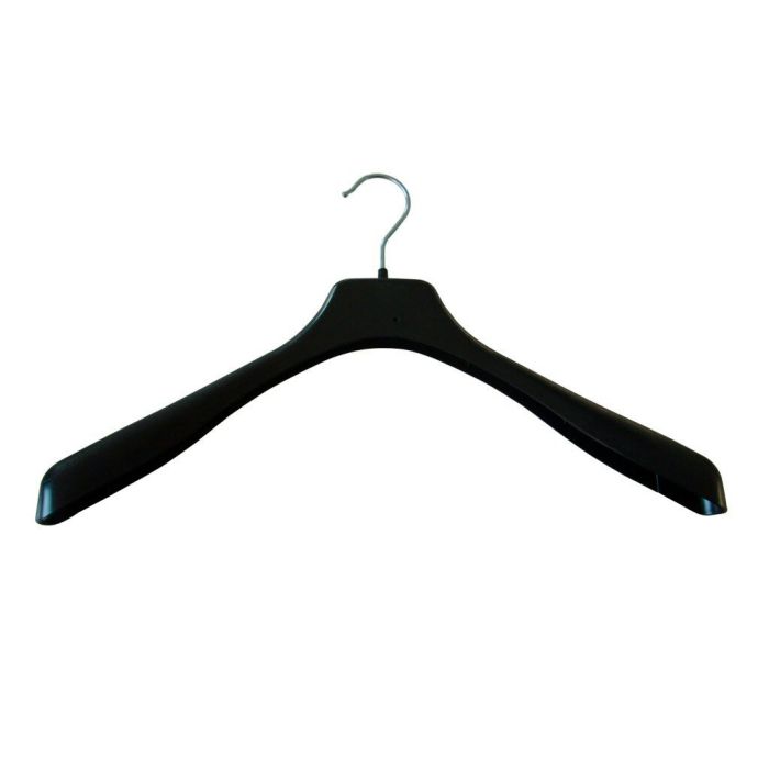 Kraftig jakkebøjle, plast, sort, 46 cm, skulder 4,0 cm, uden stang, pakket med 100 stk.