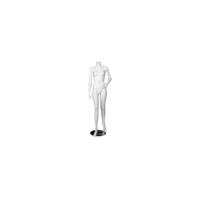 3000 damemannequin
Hvid,

rund fodplade i krom

Højde 158 cm med hals

Skulder 40 cm
Bryst 82 cm
Talje 64 cm
Hofte 90 cm