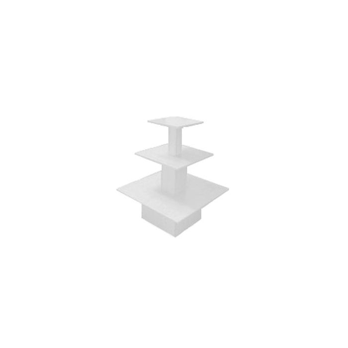 Pyramidebord firkantet - 3 lagsbord. Hvid melamin H 126 cm.