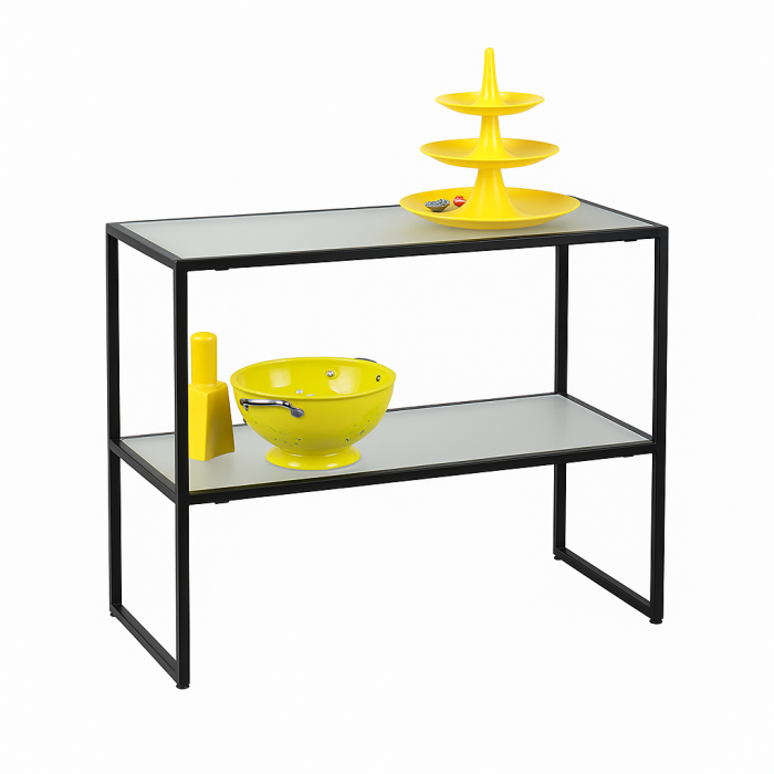 HAPPY! Oplægsbord med frostede glasplader. B94 x D40 x H82 cm.