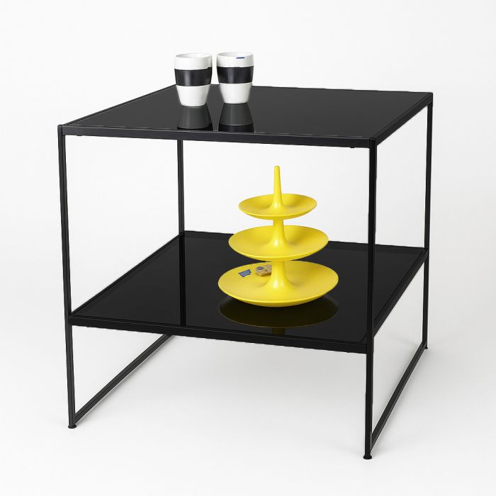HAPPY! Oplægsbord med sorte melaminplader. B74 x D74 X H82 cm.