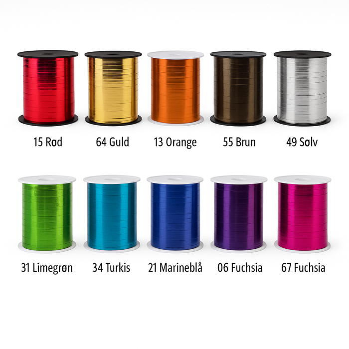 Gavebånd metallic 10 mm x 250 mtr. Vælg farve