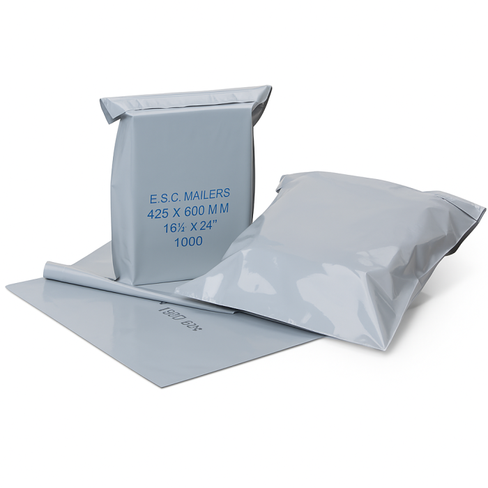 Forsendelsesposer m/ tape, grå - postordrepose. Vælg størrelse