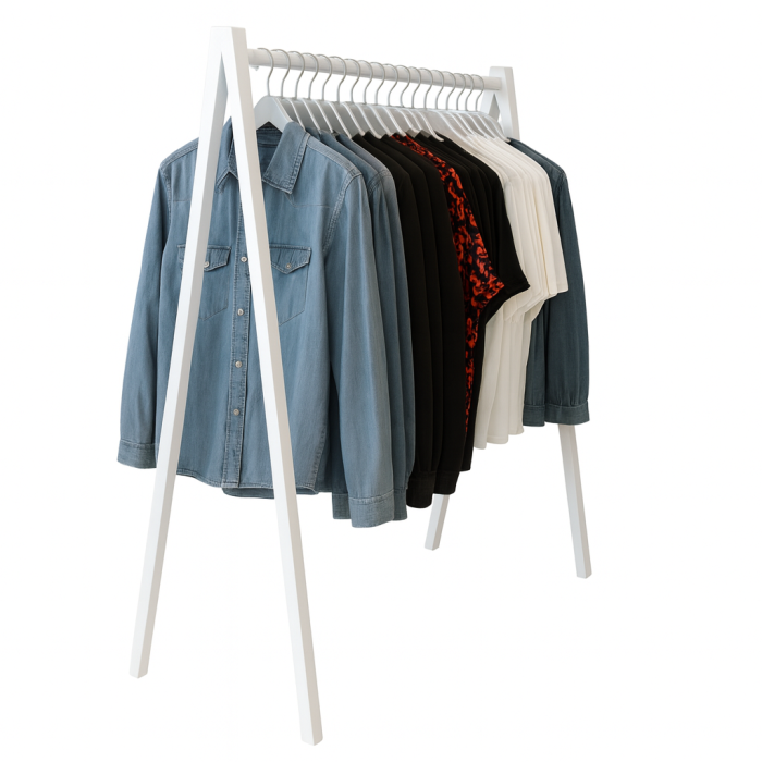 Bøjlestativ, v-formet, hvid, B100 x D50 x H142 cm