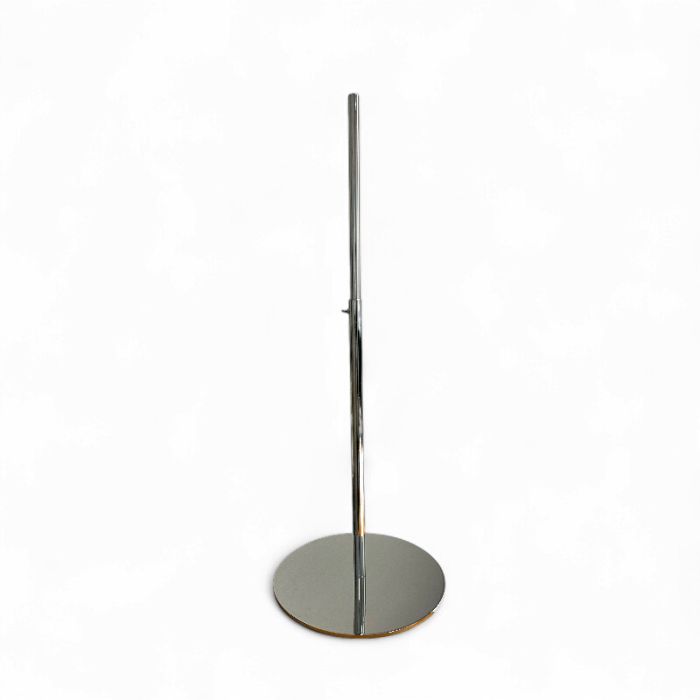 Metalfod til giner. Krom - EKSTRA stor fodplade Ø 40cm, H66-132 cm