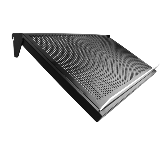 Metalhylde skrå. 12 mm. m/ hulplade, 91 x 37 cm. Sort