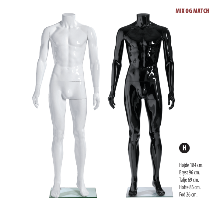 Herremannequin - Classic. H 184 cm. - (Mix and Match serien). Vælg farve