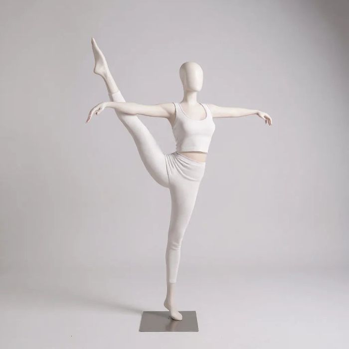 Yoga damemannequin, fitness/yoga - hvid. Et ben