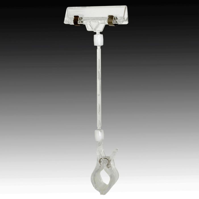 Clear Grip, skilteholder, med bred klemme, klar akryl, H20 cm