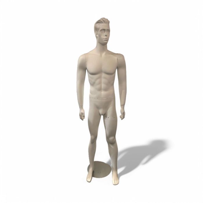 Standard, herremannequin, inkl. krom fodplade, hvid, B95 x T76 x H190 cm