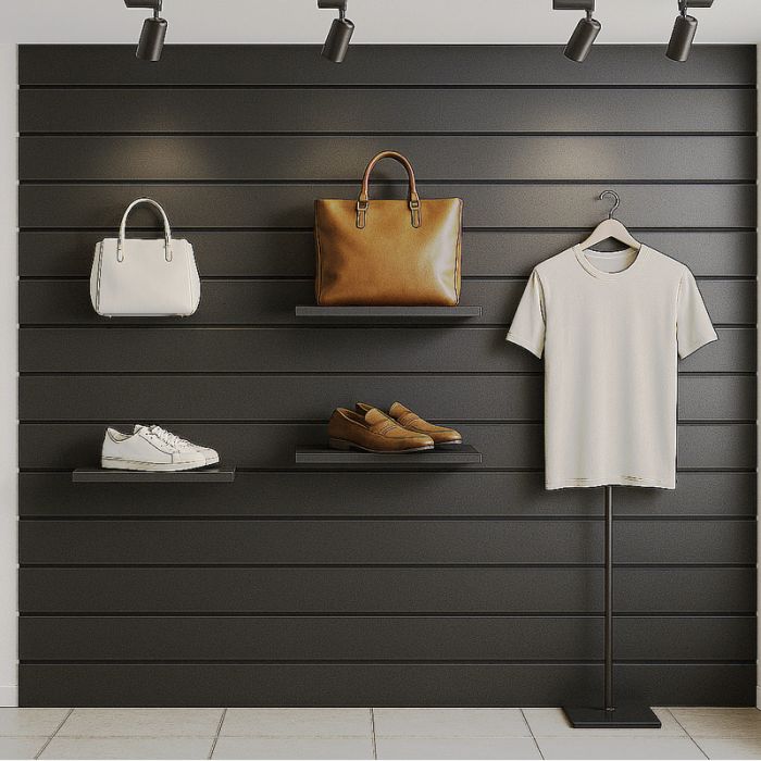 Rillepanel (120x 120 cm) u/lister - Sort. 20 cm - 5 spor.
