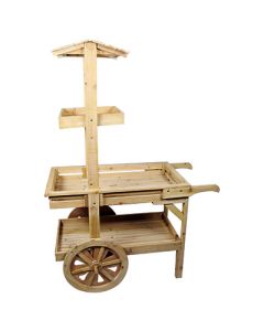 Markedsvogn med tag og høj hylde, 46 x 104 x H149 cm. Heritage light