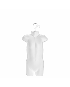 Hængetorso, barn, med front og krog, hvid, H54 cm
