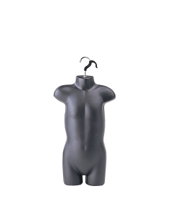 Hængetorso, barn, med front og krog, sort, H54 cm