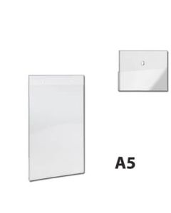 Skiltelomme, A5, til 1 ark, med 2 huller til ophæng, 2 mm akryl