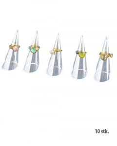 Ring display, kegleformet, klar akryl, H7 cm, pak m/10 stk