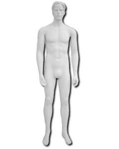 Herrremannequin m/ ansigt -standard - skulptureret hår! - Hvid
