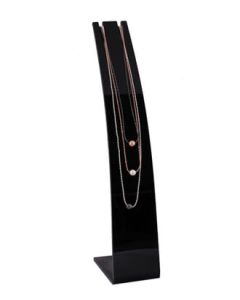 Halskædedisplay, buet, sort akryl, H27 cm