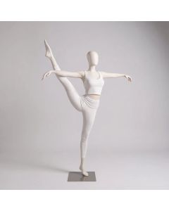 Yoga damemannequin, fitness/yoga - hvid. Et ben