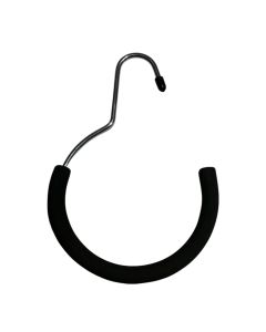 Tørklædering, H20 cm. Ø 12 cm med sort skumgummi, krom.