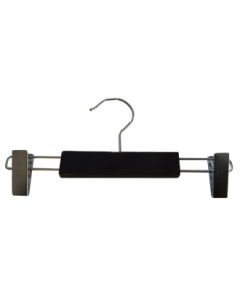 Buksebøjle m/ klemmer, blank sort med krom krog, 25 cm