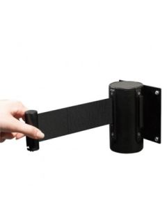 Vægafspærring 2 meter sort bånd. Sort beslag