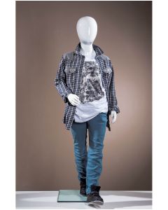 Børnemannequin, 6 år, med hovedt, hvid high gloss, m/glas fodplade, H125 cm