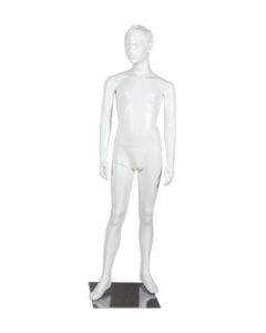 Teenagemannequin. Hvid med hoved, ansigt og skulpterede hår.  Dreng  16 år. Står ret