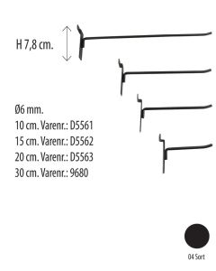 Varekrog - Sort - t/ rillepanel. Vælg længde