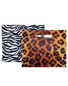 Plastposer m/ tryk - Leopard eller Zebra - Stor 56 x H 45 cm. 100 stk. Vælg tryk